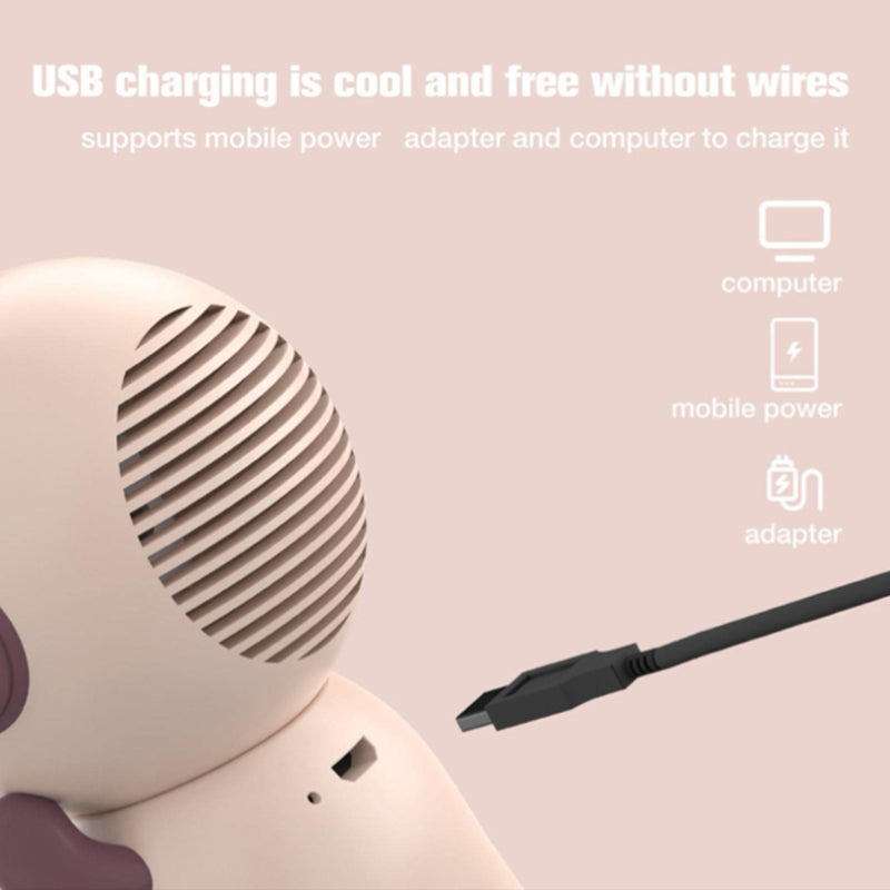 Astronaut Shape Small Fan 3 Gears Low Noise Portable Handheld Fan with Keychain