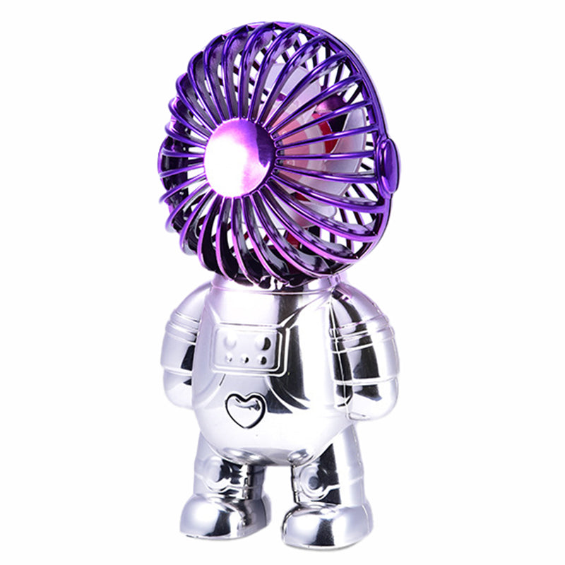 Electroplating Astronaut ABS Mini Handheld Desktop Fan Summer Fan Cooler with Gradient Light