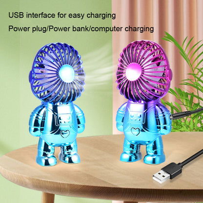 Electroplating Astronaut ABS Mini Handheld Desktop Fan Summer Fan Cooler with Gradient Light