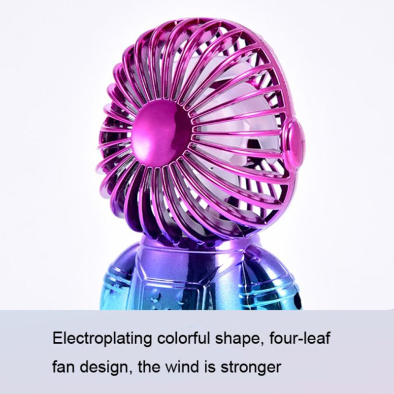 Electroplating Astronaut ABS Mini Handheld Desktop Fan Summer Fan Cooler with Gradient Light