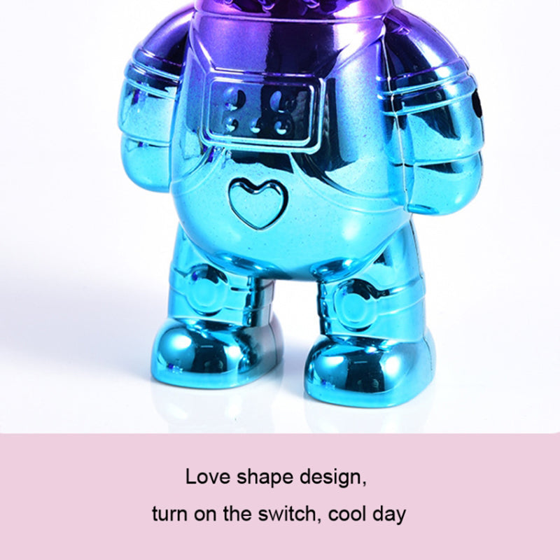 Electroplating Astronaut ABS Mini Handheld Desktop Fan Summer Fan Cooler with Gradient Light