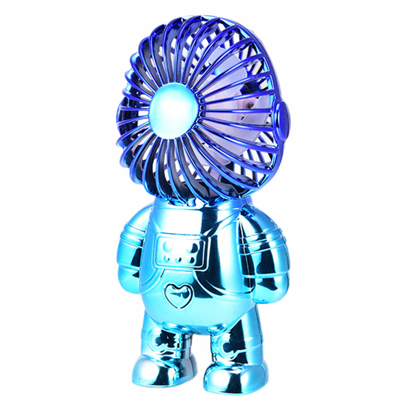 Electroplating Astronaut ABS Mini Handheld Desktop Fan Summer Fan Cooler with Gradient Light