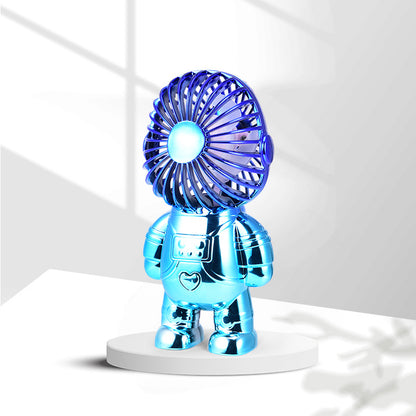 Electroplating Astronaut ABS Mini Handheld Desktop Fan Summer Fan Cooler with Gradient Light