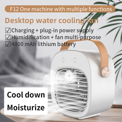 F12 Water-cooled Fan Low Noise Nano Spray Refrigeration Fan Mini Desktop Air Cooler