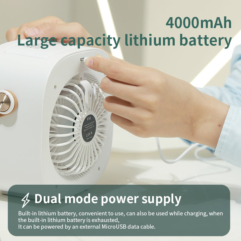 F12 Water-cooled Fan Low Noise Nano Spray Refrigeration Fan Mini Desktop Air Cooler