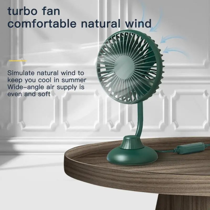 F502 Car Interior Mute Fan USB Powered 3 Wind Speeds Adjustable Automotive Cooling Fan