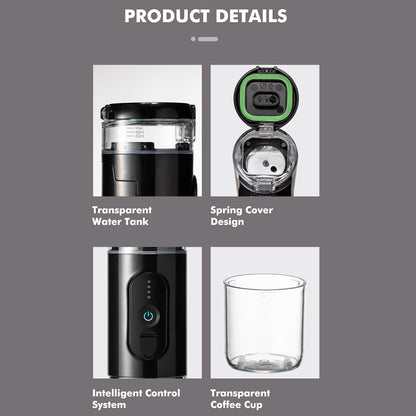 CF-1801BGC+ 90ml Wireless Heating Espresso Machine Car Electric Coffee Maker for Traveling Camping (BPA Free, No FDA Certificate)