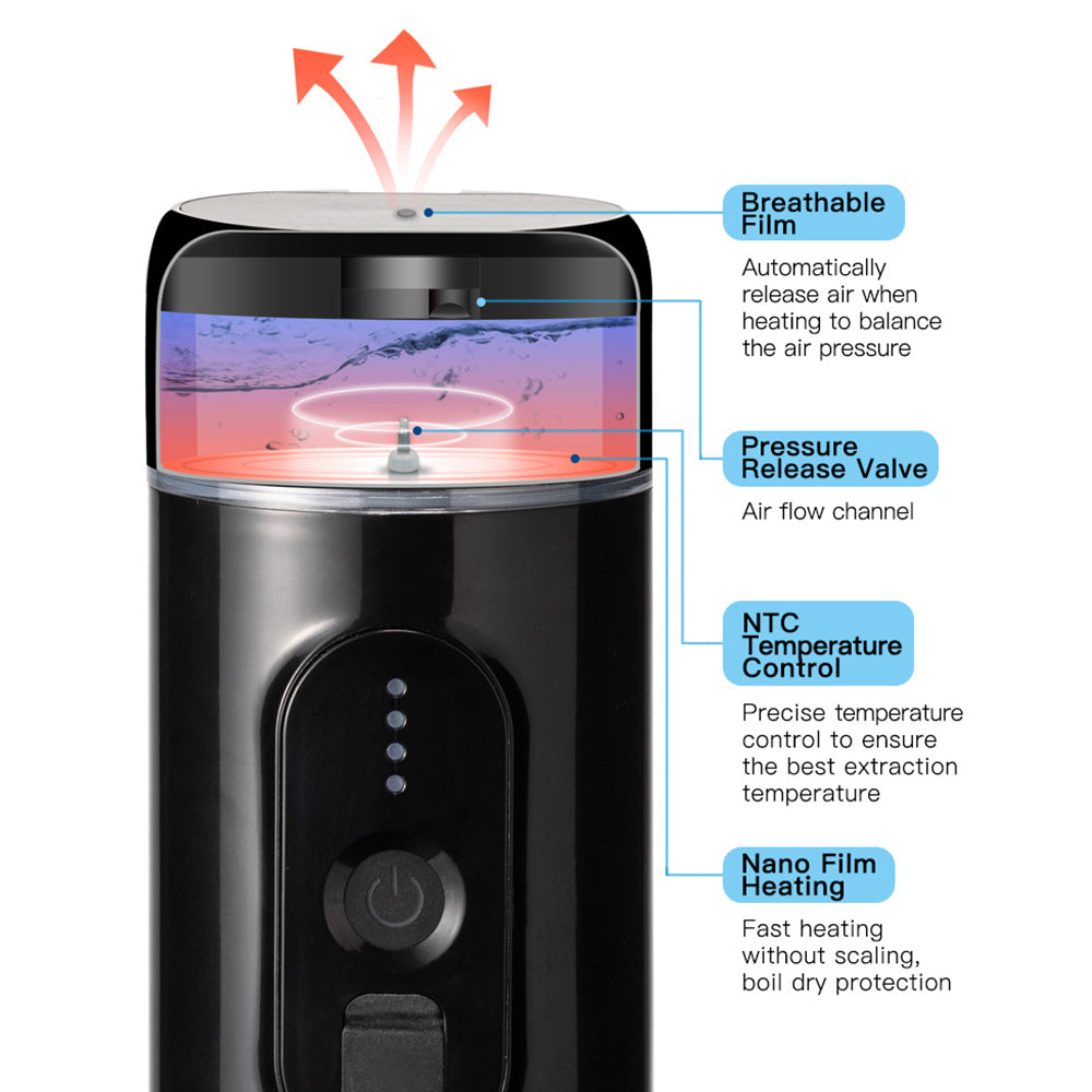 CF-1801BGC+ 90ml Wireless Heating Espresso Machine Car Electric Coffee Maker for Traveling Camping (BPA Free, No FDA Certificate)