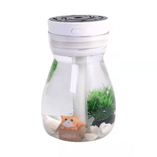 380ml Transparent Decorated Humidifier Portable Air Purifier with Colorful Light for Car Office Atomizer Mini Mist Fog Diffuser (No CE)