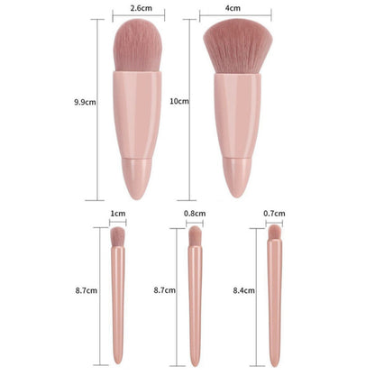 5Pcs Makeup Brush Soft Bristles Foundation Eyeshadow Lip Brushes Kit with Makeup Mirror Box