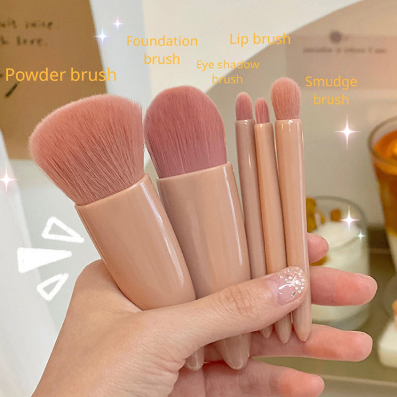 5Pcs Makeup Brush Soft Bristles Foundation Eyeshadow Lip Brushes Kit with Makeup Mirror Box