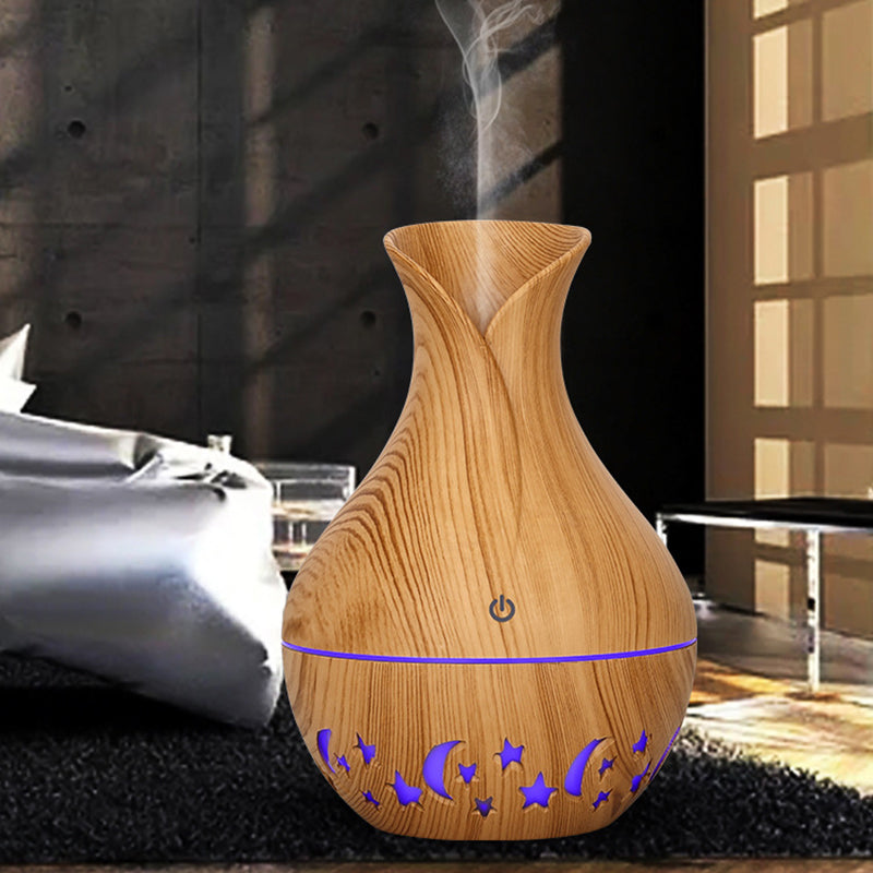 200ml Vase Shape Air Humidifier Moon Star Hollow Mist Maker Silent Fog Sprayer with Colorful Light (with CE)