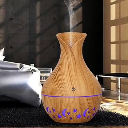 200ml Vase Shape Air Humidifier Moon Star Hollow Mist Maker Silent Fog Sprayer with Colorful Light (with CE)