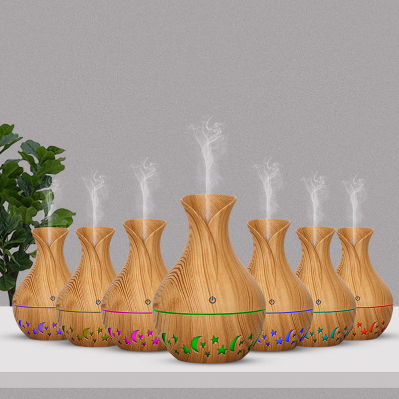 200ml Vase Shape Air Humidifier Moon Star Hollow Mist Maker Silent Fog Sprayer with Colorful Light (with CE)