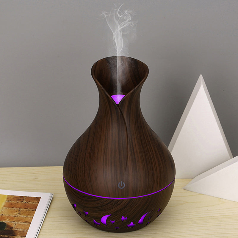 200ml Vase Shape Air Humidifier Moon Star Hollow Mist Maker Silent Fog Sprayer with Colorful Light (with CE)