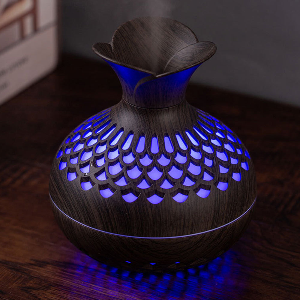 Wood-Grain Humidifier Colorful Cool Essential Oil Diffuser 300ml Ultrasonic Aroma Air Vaporizer (CE Certificated)