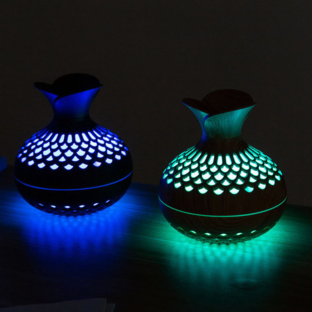 Wood-Grain Humidifier Colorful Cool Essential Oil Diffuser 300ml Ultrasonic Aroma Air Vaporizer (CE Certificated)