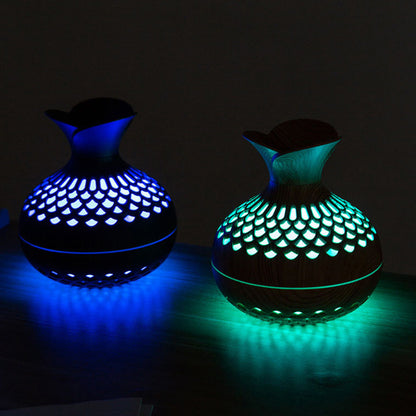Wood-Grain Humidifier Colorful Cool Essential Oil Diffuser 300ml Ultrasonic Aroma Air Vaporizer (CE Certificated)