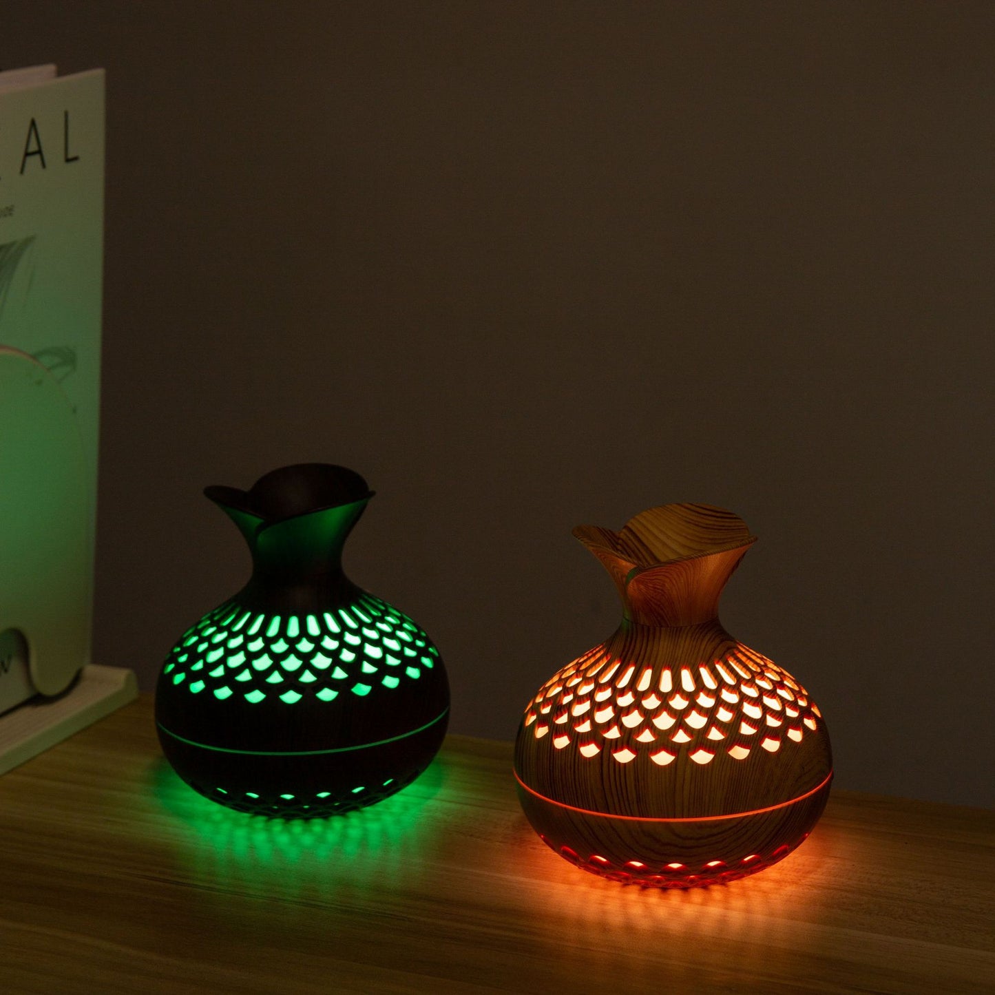 Wood-Grain Humidifier Colorful Cool Essential Oil Diffuser 300ml Ultrasonic Aroma Air Vaporizer (CE Certificated)