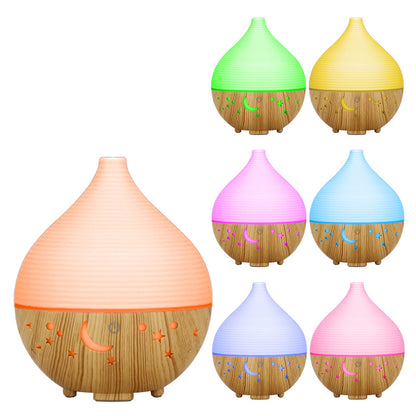 160ml Wood Grain Colorful Light Humidifier Hollow Essential Oil Aroma Diffuser (No CE Certificate)