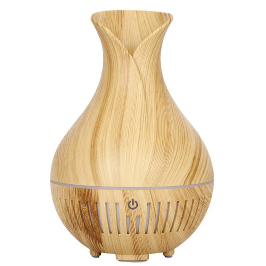 160ml Vase Shape Wood Grain Humidifier Auto Power Off Essential Oil Diffuser with Colorful Light (No CE Certificate)