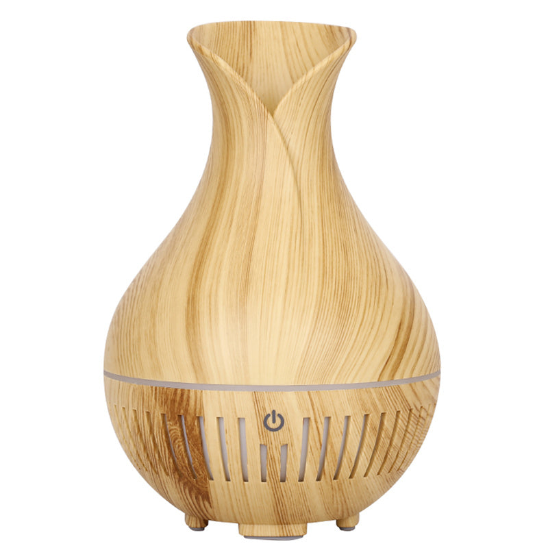 160ml Vase Shape Wood Grain Humidifier Auto Power Off Essential Oil Diffuser with Colorful Light (No CE Certificate)