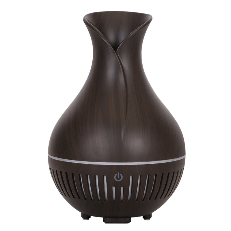 160ml Vase Shape Wood Grain Humidifier Auto Power Off Essential Oil Diffuser with Colorful Light (No CE Certificate)