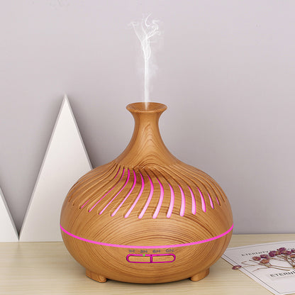 500ml Humidifier Wood Grain Hollow Stripes Aroma Diffuser with Remote Control (No CE Certificate)