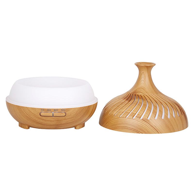500ml Humidifier Wood Grain Hollow Stripes Aroma Diffuser with Remote Control (No CE Certificate)