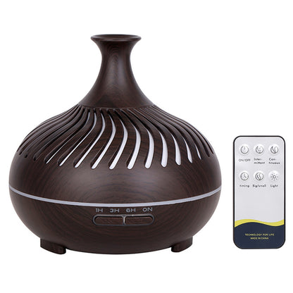 500ml Humidifier Wood Grain Hollow Stripes Aroma Diffuser with Remote Control (No CE Certificate)