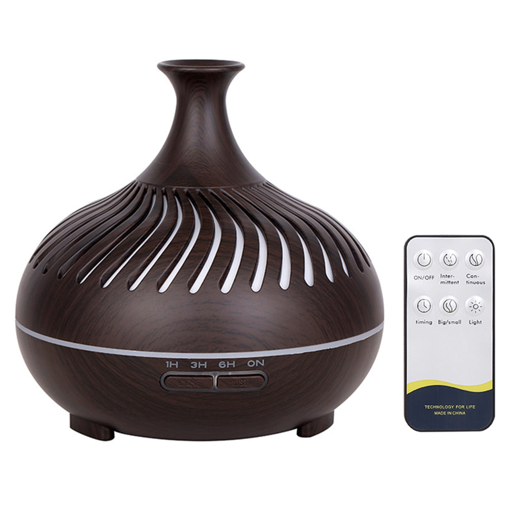 500ml Humidifier Wood Grain Hollow Stripes Aroma Diffuser with Remote Control (No CE Certificate)