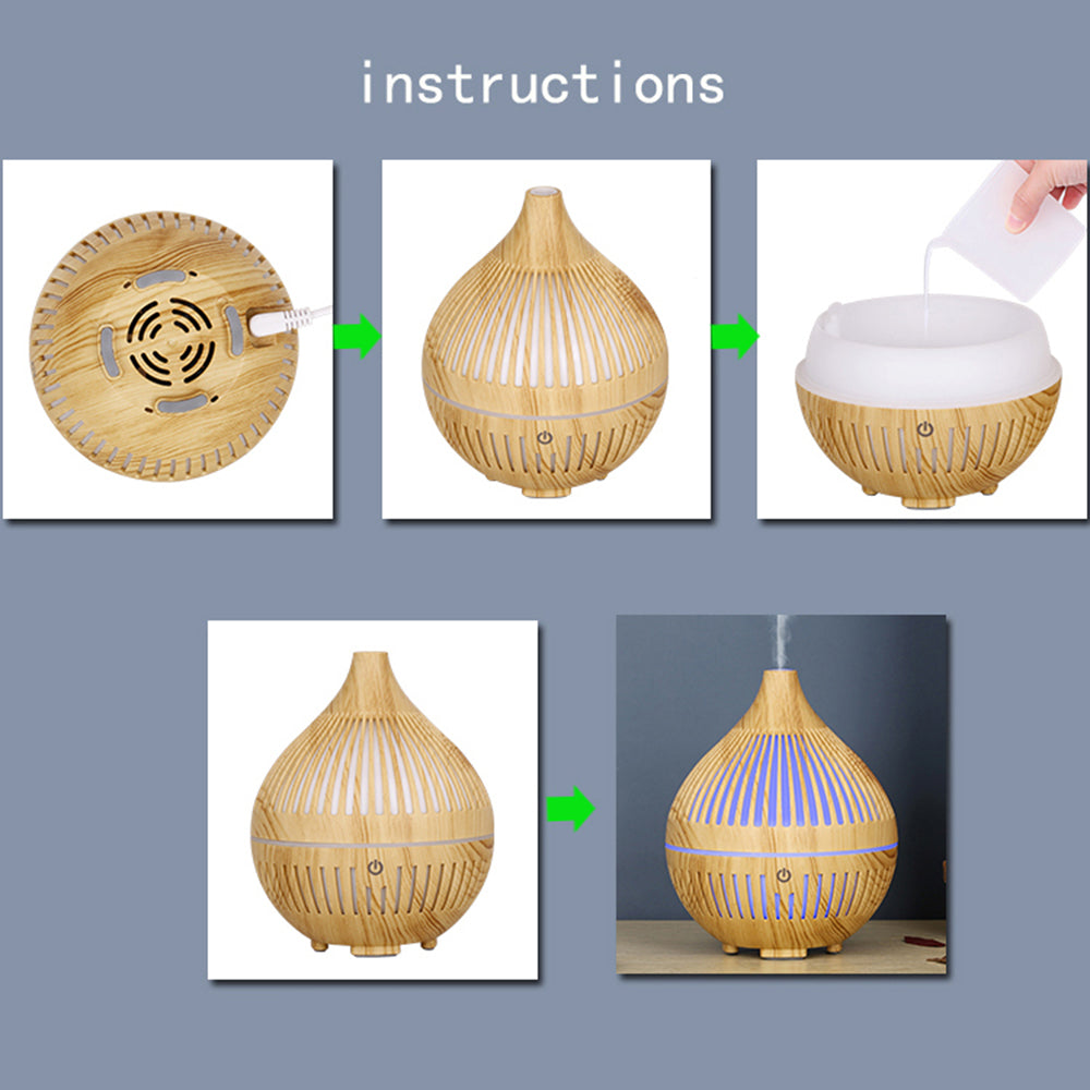 160ml Hollow Stripes Humidifier Wood Grain Colorful LED Light Mist Sprayer (No CE Certificate)