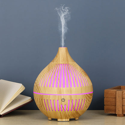 160ml Hollow Stripes Humidifier Wood Grain Colorful LED Light Mist Sprayer (No CE Certificate)