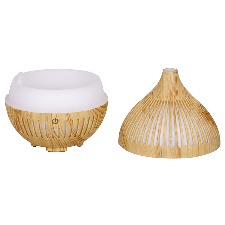 160ml Hollow Stripes Humidifier Wood Grain Colorful LED Light Mist Sprayer (No CE Certificate)