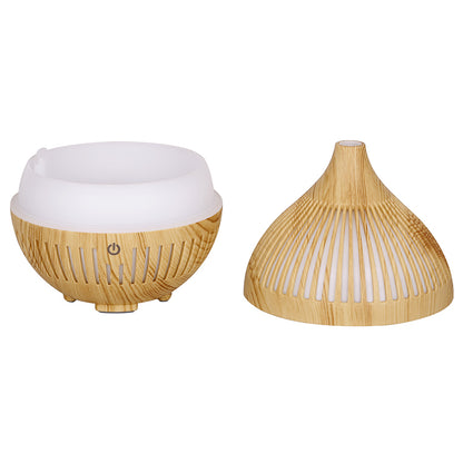 160ml Hollow Stripes Humidifier Wood Grain Colorful LED Light Mist Sprayer (No CE Certificate)
