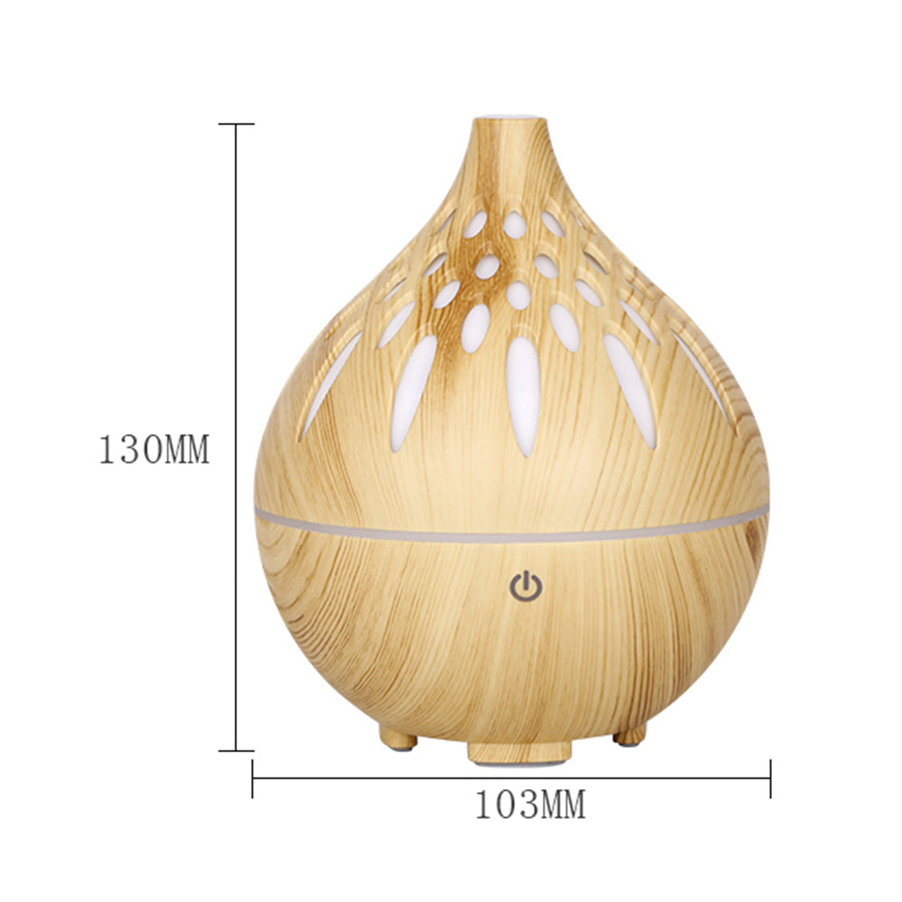 160ml Wood Grain Hollow Humidifier Auto Power-Off Colorful Light Mist Humidifier (No CE Certificate)