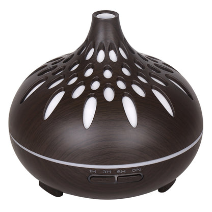 500ml Mute Humidifier Colorful Light Wood Grain Hollow Aroma Diffuser with Remote Control (No CE Certificate)