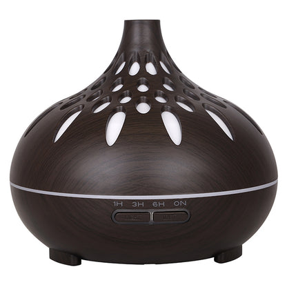 500ml Mute Humidifier Colorful Light Wood Grain Hollow Aroma Diffuser with Remote Control (No CE Certificate)