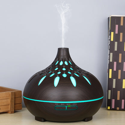500ml Mute Humidifier Colorful Light Wood Grain Hollow Aroma Diffuser with Remote Control (No CE Certificate)