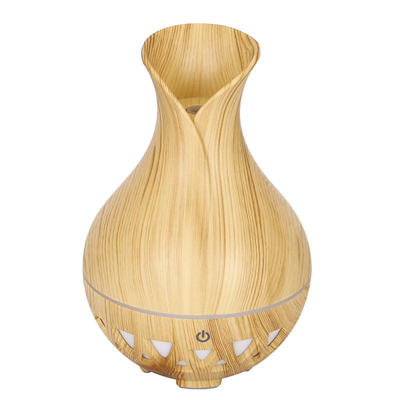160ml Vase Shape Humidifier Colorful Light Wood Grain Hollow Essential Oil Diffuser (No CE Certificate)
