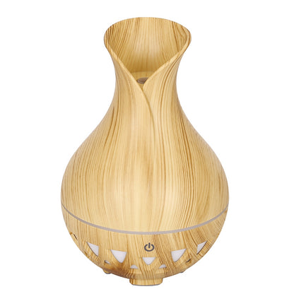 160ml Vase Shape Humidifier Colorful Light Wood Grain Hollow Essential Oil Diffuser (No CE Certificate)