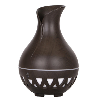 160ml Vase Shape Humidifier Colorful Light Wood Grain Hollow Essential Oil Diffuser (No CE Certificate)