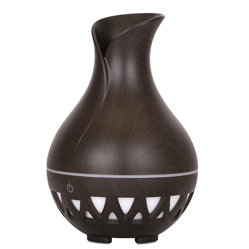 160ml Vase Shape Humidifier Colorful Light Wood Grain Hollow Essential Oil Diffuser (No CE Certificate)