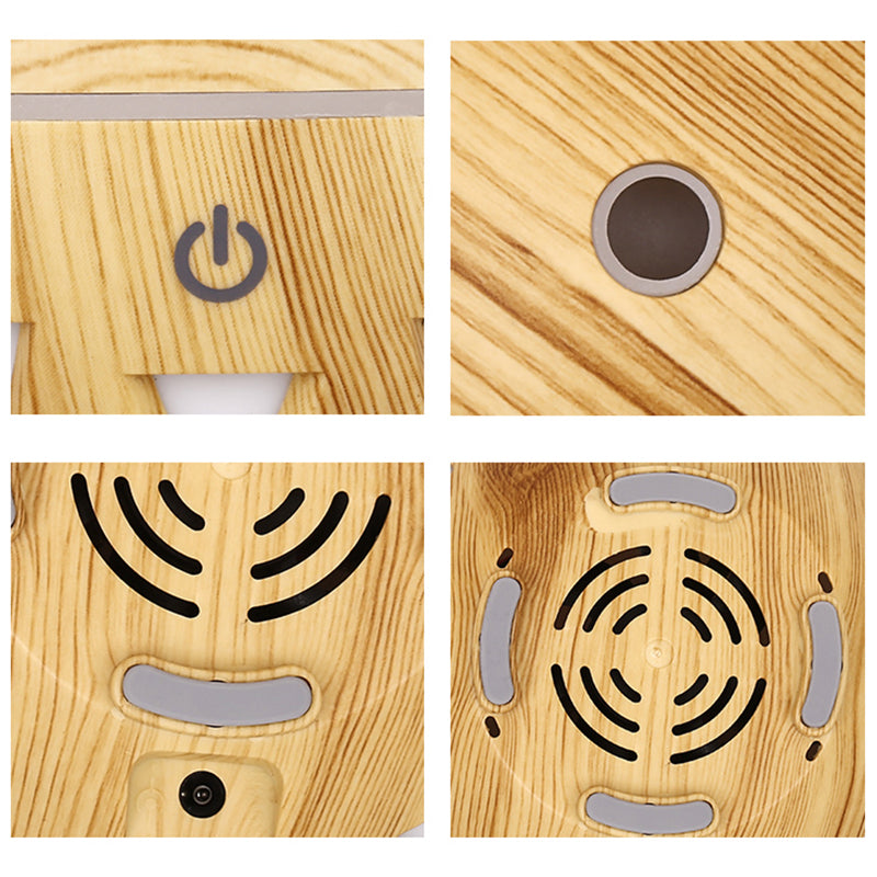 160ml Ultrasonic Humidifier Wood Grain Hollow Mist Humidifier with Colorful Light (No CE Certificate)