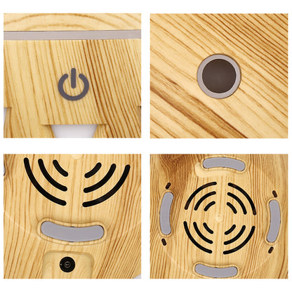 160ml Ultrasonic Humidifier Wood Grain Hollow Mist Humidifier with Colorful Light (No CE Certificate)