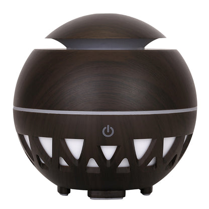 160ml Ultrasonic Humidifier Wood Grain Hollow Mist Humidifier with Colorful Light (No CE Certificate)