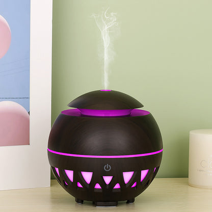 160ml Ultrasonic Humidifier Wood Grain Hollow Mist Humidifier with Colorful Light (No CE Certificate)