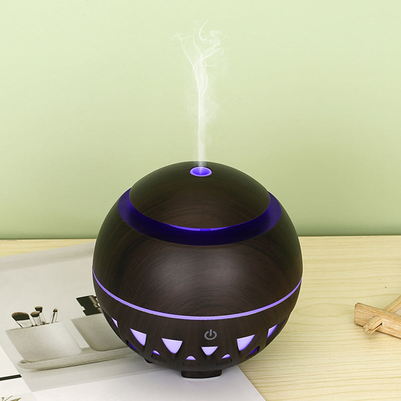 160ml Ultrasonic Humidifier Wood Grain Hollow Mist Humidifier with Colorful Light (No CE Certificate)