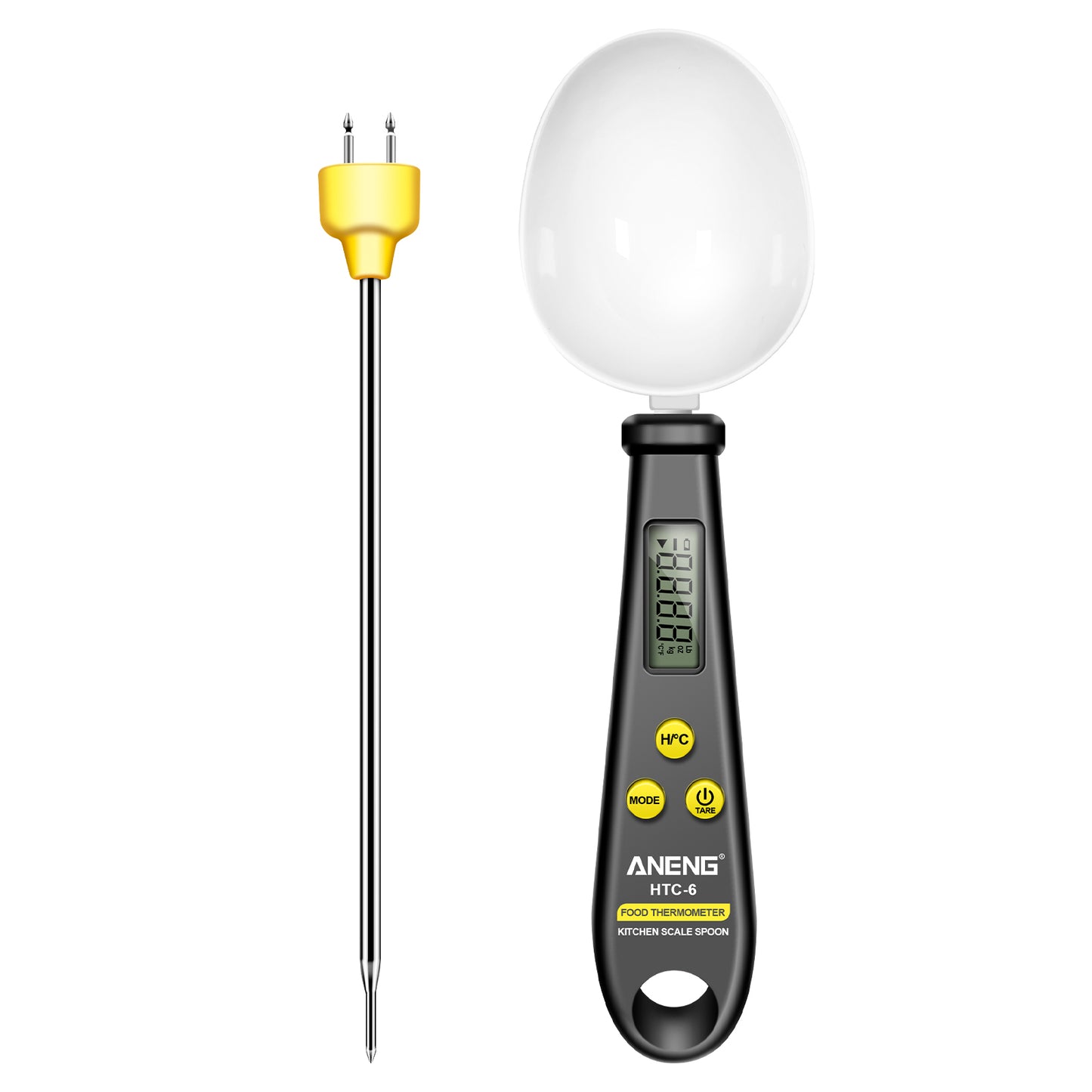 ANENG 2-in-1 ABS+Stainless Steel Digital Display Electronic Kitchen Thermometer Food Weight Measuring Spoon