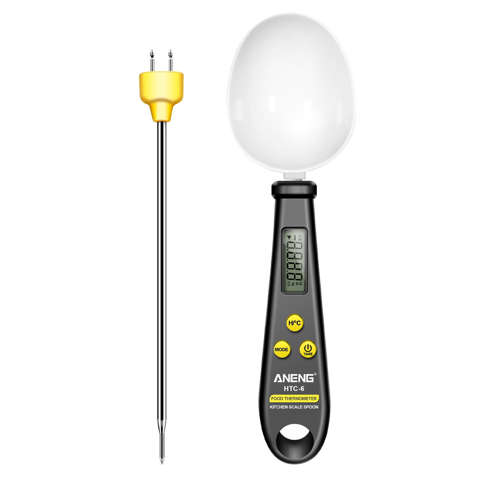 ANENG 2-in-1 ABS+Stainless Steel Digital Display Electronic Kitchen Thermometer Food Weight Measuring Spoon